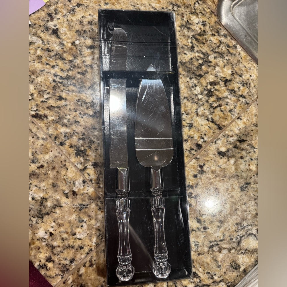 Studio History and Hers | Crystal & Stainless Steel Cake Server & Knife | NWT